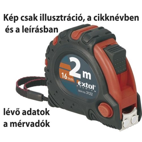 EXTOL PREMIUM mérőszalag, gumírozott, mágneses 3 stoppos; 5m×19mm