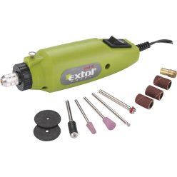   EXTOL CRAFT mini köszörű és fúrógép + tartozékok, 12V; 12.000 ford/perc