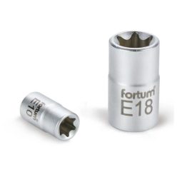   FORTUM dugófej, torx, 1/2", 61CrV5 mattkróm, 38mm hosszú; E18 FORTUM