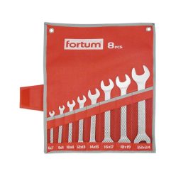   FORTUM villáskulcs klt. 8db 6-24mm, 61CrV5, mattkróm; 6×7, 8×9, 10×11, 12×13, 14×15, 16×17, 18×19, 22×24mm, vászon tok FORTUM