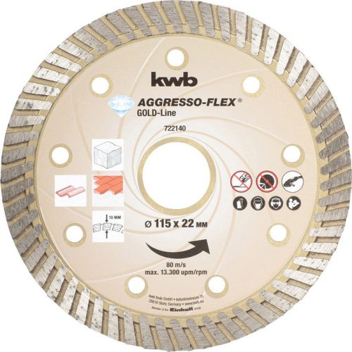 KWB PROFI GOLD-LINE AGGRESSO-FLEX® gyémánt vágótárcsa 115 x 22,23 x 10,0 x 2,1 mm