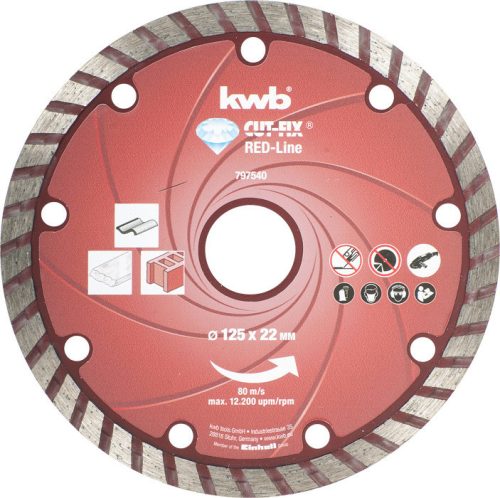 KWB PROFI RED-LINE CUT-FIX® gyémánt vágótárcsa 125 x 22,23 x 7,0 x 2,3 mm