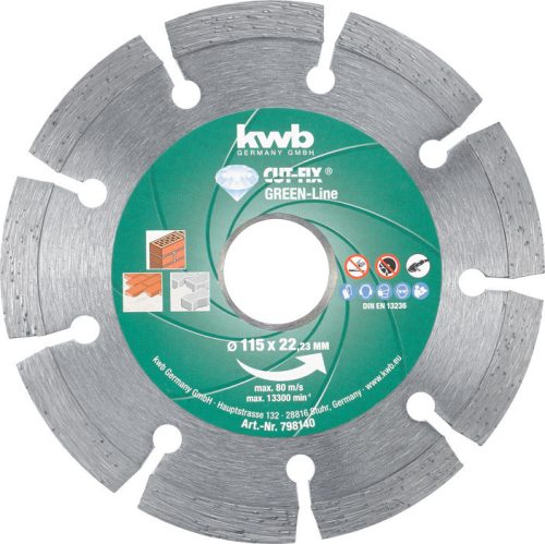 KWB PROFI GREEN-LINE CUT-FIX® gyémánt vágótárcsa 125 x 22,23 x 7,0 x 1,6 mm