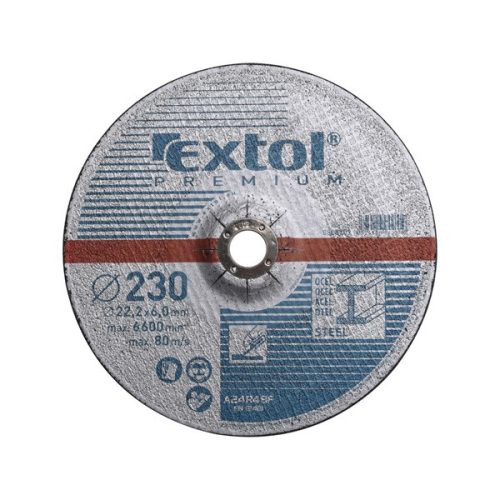 EXTOL PREMIUM csiszoló korong acélhoz, kék; 150×6,0×22,2mm, max 10200 ford/perc