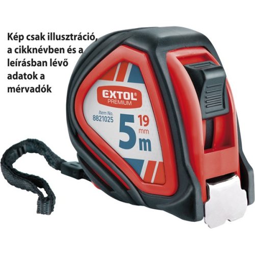 EXTOL PREMIUM mérőszalag, gumírozott, 1 stoppos, 3m×19mm