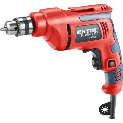 EXTOL PREMIUM fúrógép 450W, 0-2800 ford/perc, kulcsos tokmány, 1,0-10mm, 1,6 kg papírdobozban